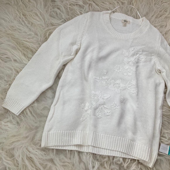 Style & Co. Plus Embroidered Three-Quarter Sweater - Picture 4 of 9